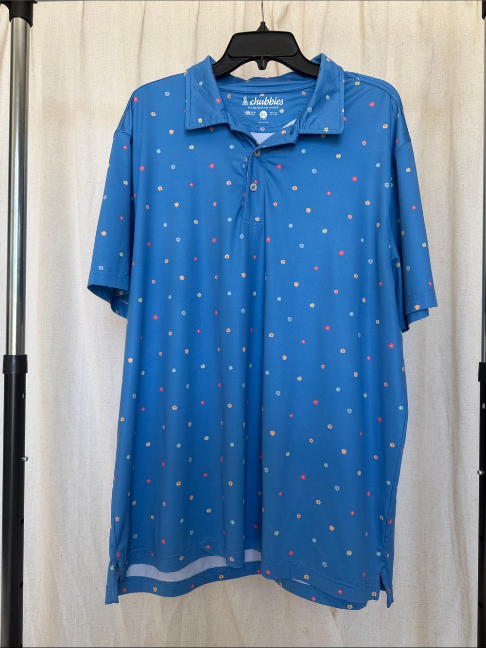 chubbies Blue Polo with Multicolor Micro Dots